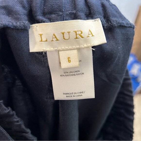 Laura Linen blend belted capri pants summer marine blue - Picture 9 of 9